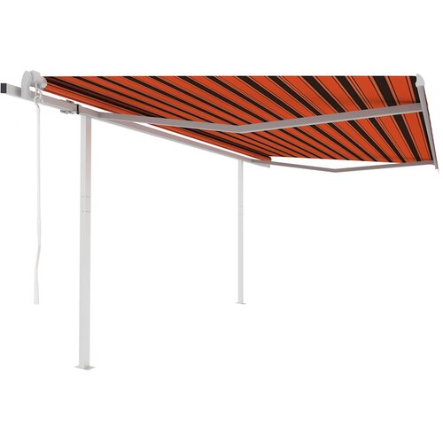 vidaXL avtomatsko zložljiva tenda s stebrički 4x3 m oranžna in rjava Cene