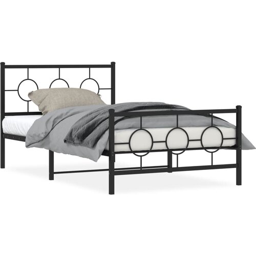 Maison Chic Kovinski Posteljni okvir - Dvoposteljna postelja - Zakonska postelja z vzglavjem in vznožjem črn 107x203 cm, (21697162) Cene