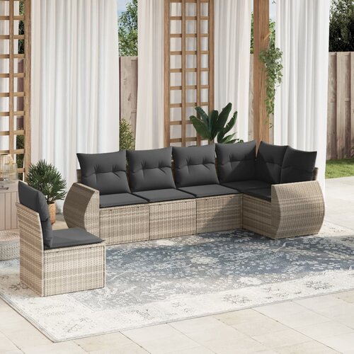 vidaXL 6-dijelni set vrtnih sofa od poliratana s jastucima svjetlosivi Cijene