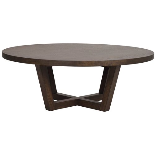 Rowico Tamno smeđi okrugao stolić za kavu u dekoru hrasta &amp;oslash; 110 cm Boxford &amp;ndash; Slike