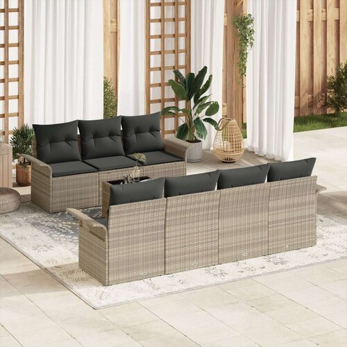  8-dijelni set vrtnih sofi s jastucima svjetlosiva poli ratan Cijene