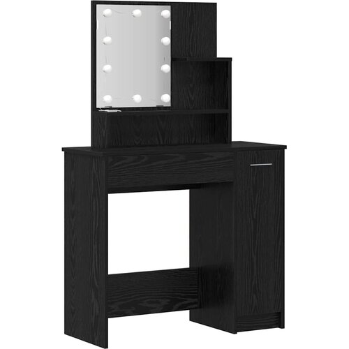  LED Set Toaletnog Stola 2 pcs Crni hrast Konstruirano drvo Slike