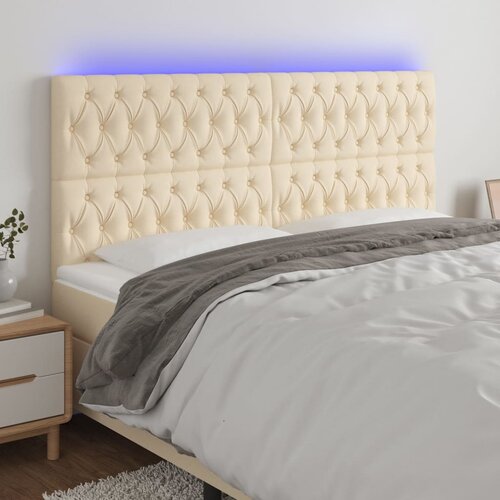  LED uzglavlje krem 200x7x118/128 cm od tkanine Cene