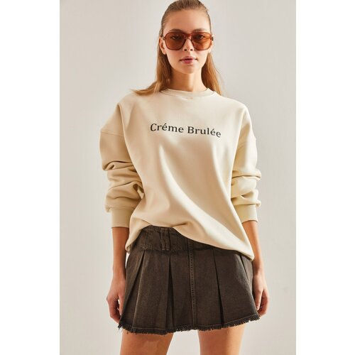 Bianco Lucci Women's Text Printed Three Thread Raised Sweatshirt Cene