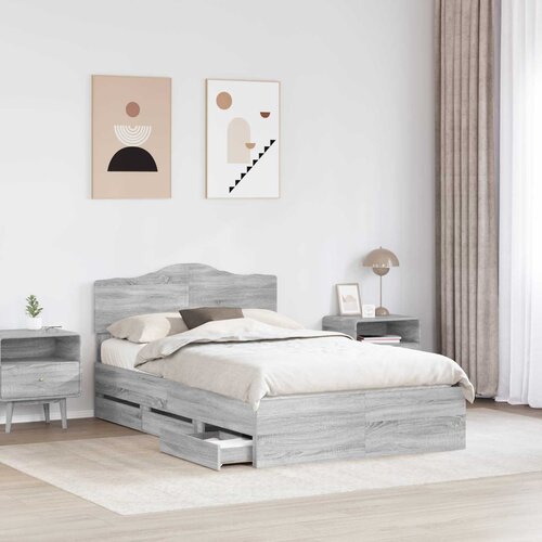  Krevetna konstrukcija Siva Sonoma 120 x 190 cm Inženjersko Drvo 196 x 123 x 90 cm Slike