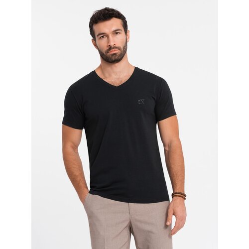 Ombre Men&amp;#039;s SLIM FIT T-shirt with round neckline and logo - white Slike