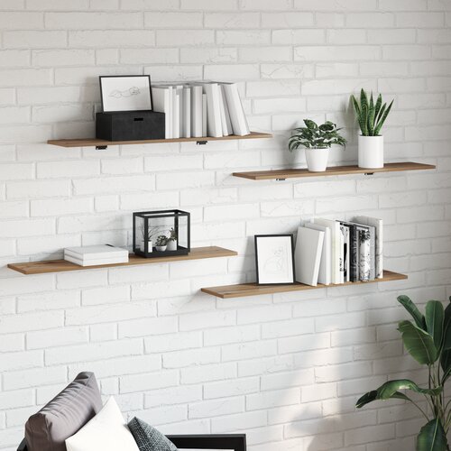 vidaXL Polica za knjige 4 pcs Rjava 100 x 40 x 1.5cm Iverna plo&scaron;ča Cene