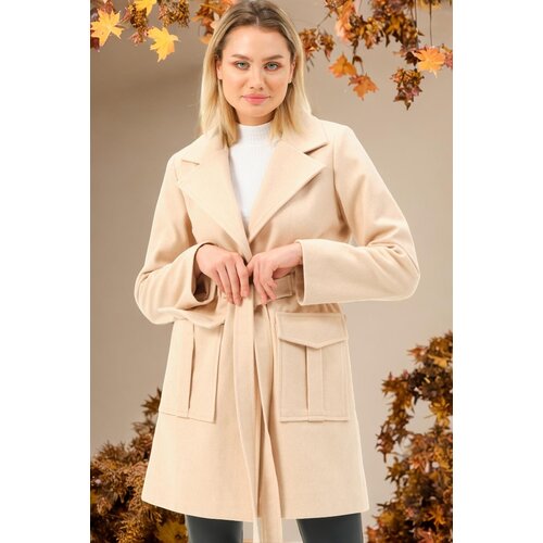 Dewberry Z6778 LADIES&amp;#039; COAT-LIGHT BEIGE Slike