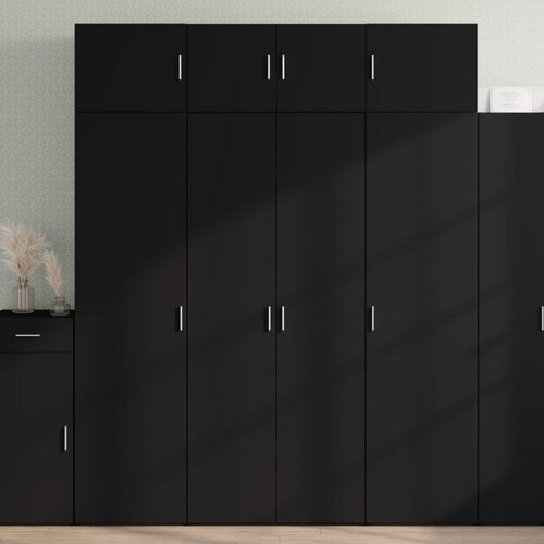 VidaXL Omara za shranjevanje črna 80x42,5x225 cm inženirski les Slike