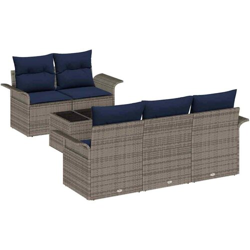 vidaXL Vrtna sedežna garnitura z blazino 6 pcs Siva poli ratan, (5000145393) Cene