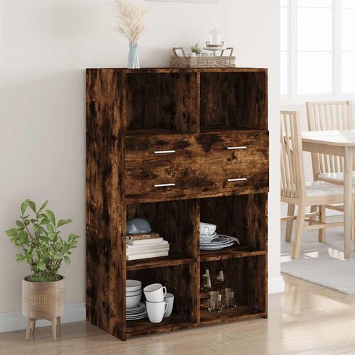  Visoka komoda boja hrasta 80 x 42,5 x 124 cm konstruirano drvo Slike