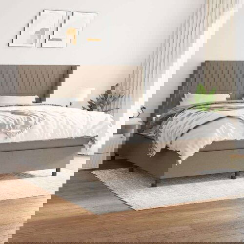  Box spring postelja z vzmetnico taupe 160x200 cm blago, (20896916) Cene