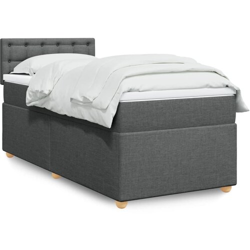 vidaXL Box spring postelja z vzmetnico temno siva 100x200 cm blago Cene