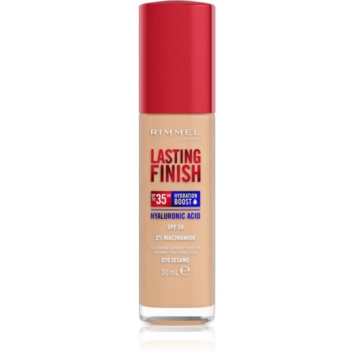 Rimmel London Lasting Finish 35H Hydration Boost vlažilni tekoči puder SPF 20 odtenek 070 Sesame 30 ml Slike