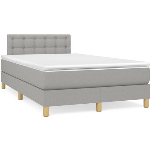 VidaXL Krevet s oprugama i madracem svjetlosivi 120x190 cm od tkanine Slike
