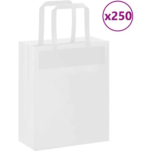 VidaXL Papirnate vrečke 250 kosov z ročaji bela 18x8x22 cm Slike