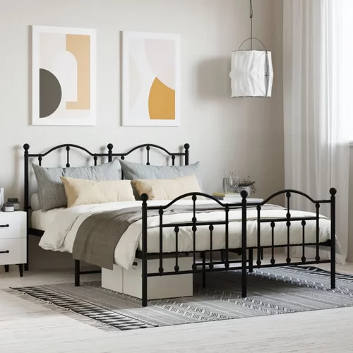 vidaXL Metalni okvir kreveta uzglavlje i podnožje crni 150x200 cm