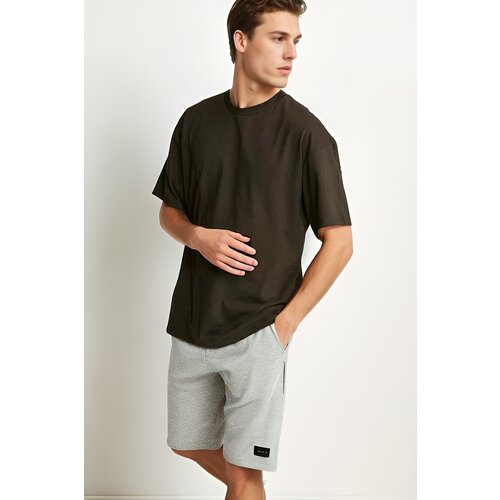 Dewberry 75226 Mens Oversized Fit Crew Neck T-Shirt-BLACK Slike