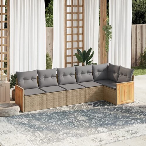 vidaXL 6-dijelni set vrtnih sofa s jastucima bež od poliratana Cijene