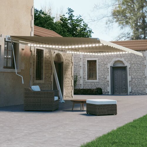 vidaXL Ročno zložljiva tenda z LED lučkami 600x300 cm krem Cene