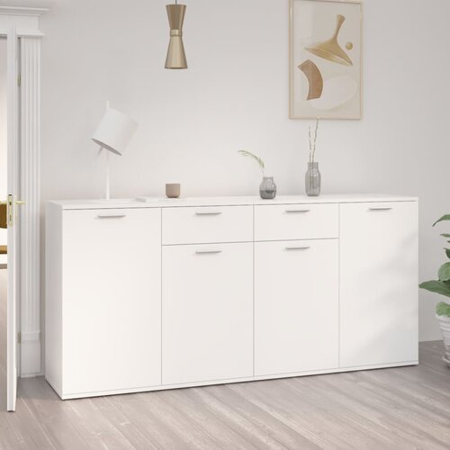 VidaXL Komoda bela 160x36x75 cm iverna plo&amp;scaron;ča Slike