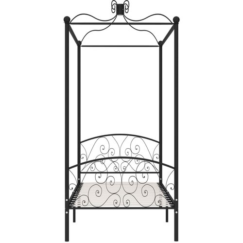 Okvir za krevet s nadstre&amp;scaron;nicom crni metalni 90 x 200 cm Slike