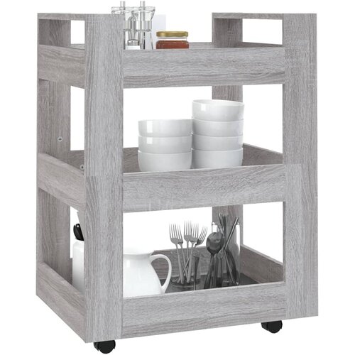  Kuhinjska kolica siva boja hrasta 60x45x80 cm konstruirano drvo Slike