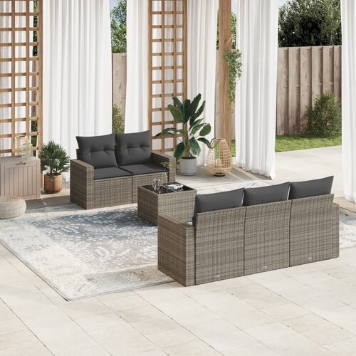 VidaXL 6-dijelni set vrtnih sofa od poliratana s jastucima sivi Slike