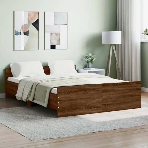  kreveta s uzglavljem i podnožjem boja hrasta 135x190 cm