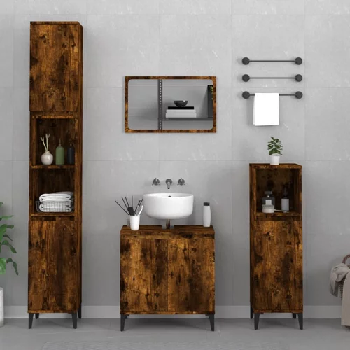vidaXL 3-dijelni set kupaonskog namještaja boja hrasta drveni