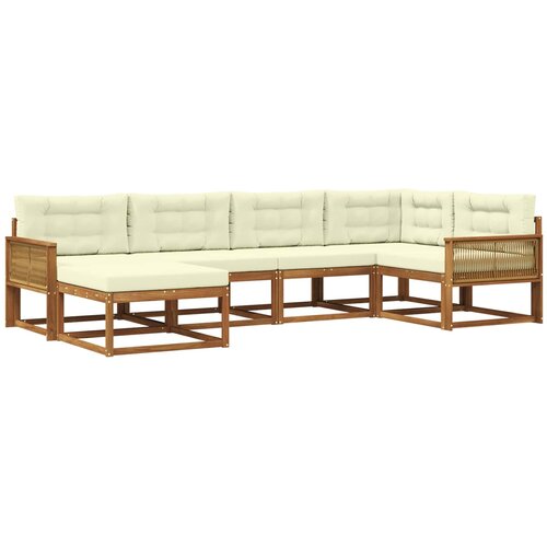 vidaXL Zunanja garnitura za sedenje z blazino 6 pcs Naravna in smetana, (5000280273) Cene