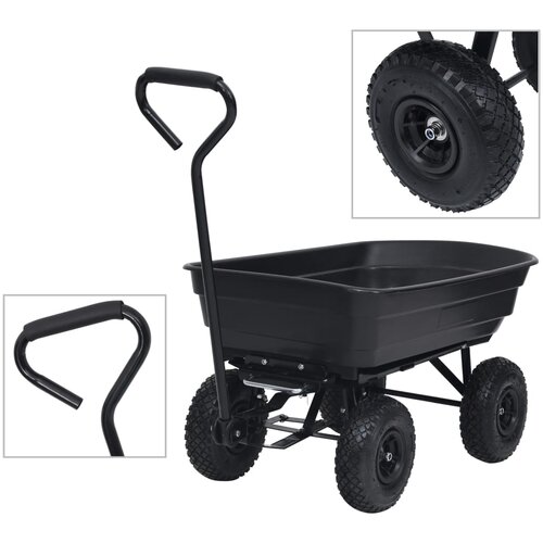 vidaXL Vrtni ročni voziček 300 kg 75 L črn Cene