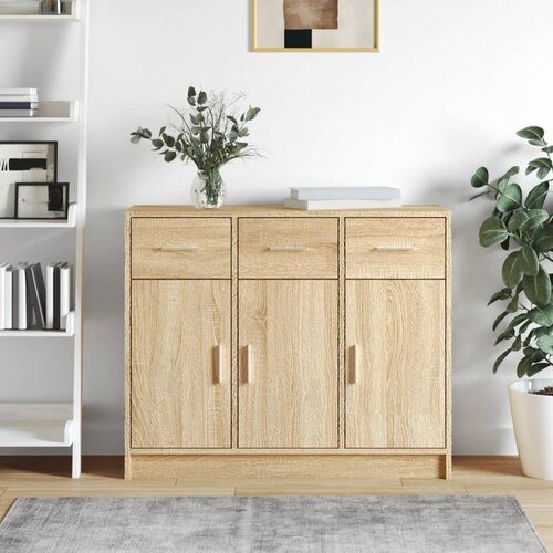 vidaXL Komoda sonoma hrast 91x28x75 cm inženirski les Cene