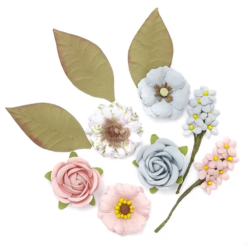  3D papirnati cvetovi in listje / 10-delni set (Papirnati cvetovi za)