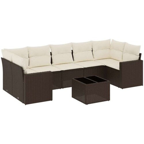 VidaXL 8-dijelni set vrtnih sofa s jastucima smeđi od poliratana Slike