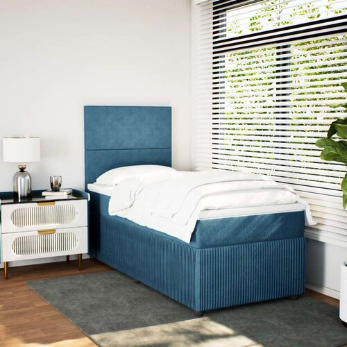 VidaXL Box spring krevet s madracem tamnoplavi 100x200 cm bar&amp;scaron;unasti Slike