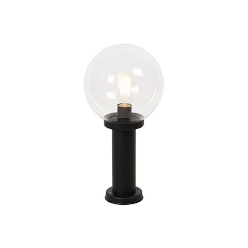 QAZQA Stoječa zunanja svetilka črna s prozorno kroglo 50 cm IP44 - Sfera Cene