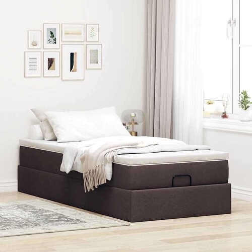 VidaXL otomanski okvir kreveta s madraca tamnosmeđi 100x200cm tkanine Slike