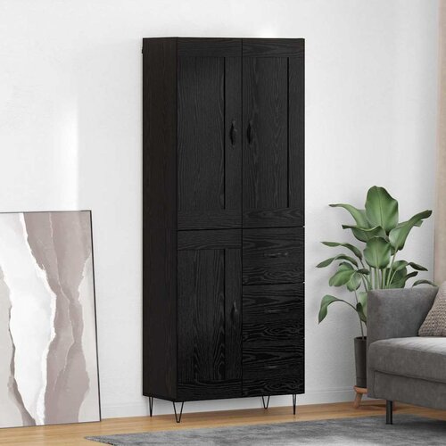 vidaXL Highboard Crni hrast 69,5 x 34 x 180 cm Konstruirano drvo Cijene