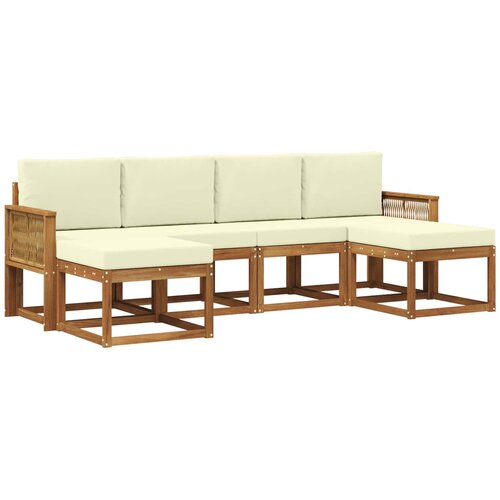 vidaXL Zunanja garnitura za sedenje 6 pcs Naravna in smetana Poliester, (5000280393) Cene