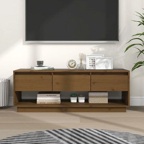 vidaXL TV omarica medeno rjava 110,5x34x40 cm trdna borovina Cene