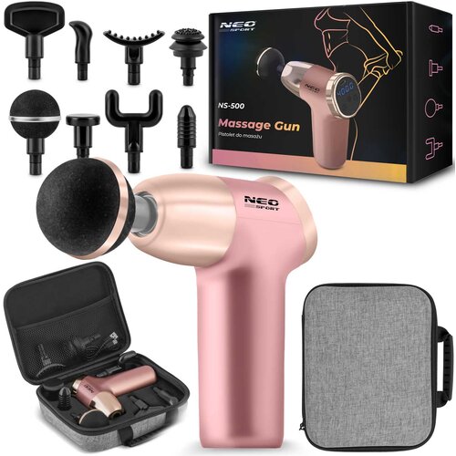 Neo-Sport NS-500 Pink Body Massage Gun with 8 Attachments for Ultimate Relaxation, (21740619) Cene