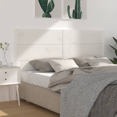 The Living Store Posteljno vzglavje belo 141x4x100 cm trdna borovina - Posteljno Vzglavje, (21659733) Slike