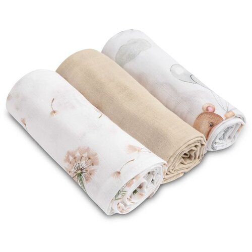 Sensillo Muslin pelene 3 kom sivi/bež medvjed Slike