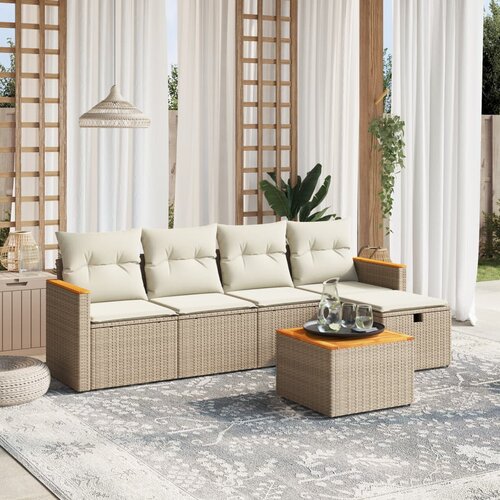 vidaXL 6-dijelni set vrtnih sofa s jastucima bež od poliratana Cijene
