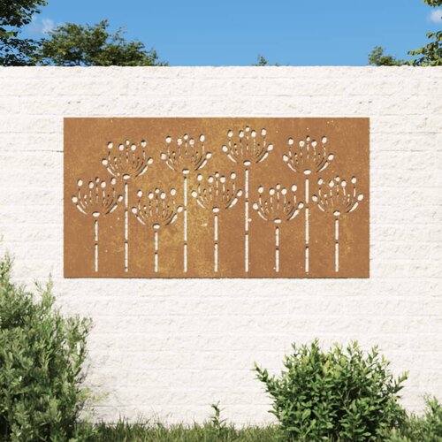 VidaXL Vrtni zidni ukras 105 x 55 cm čelik COR-TEN s cvjetnim uzorkom Slike