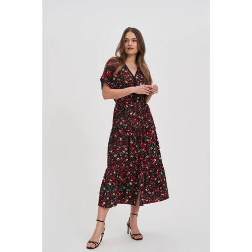 Marisse Black Floral Midi Dress Slike