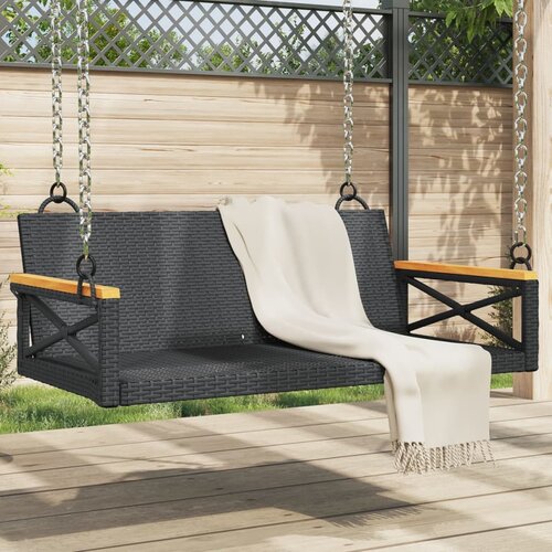 VidaXL Klupa za ljuljanje crna 109 x 62 x 40 cm od poliratana Slike