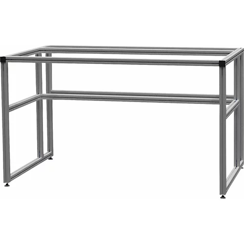 bedrunka hirth Aluminijasta delovna miza workalu®, osnovni okvir, aluminij, 4 noge, ŠxV 1750 x 850 mm