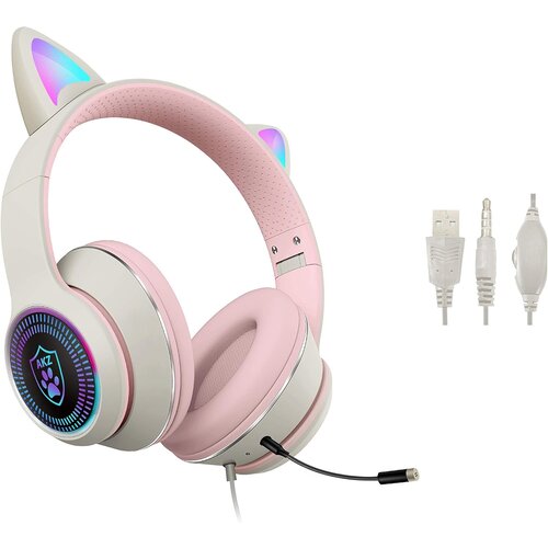 Venisymlis Igralne slušalke Cat Ear, stereo slušalke Bluetooth z LED lučko, mikrofon, (22102625) Cene